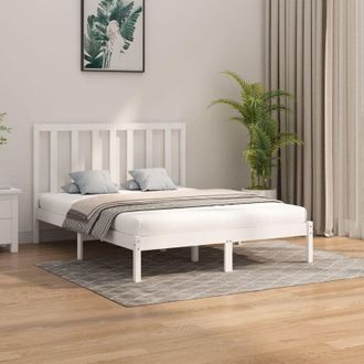 vidaXL Estructura De Cama De Madera Maciza Blanca 160x200 Cm Vidaxl