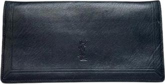 Saint Laurent Pre-owned Grained Leather Wallet - Dames - Vintage Clutch - Zwart - ONE Size - Leer - Vintage