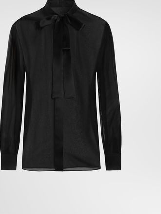 Dolce & Gabbana Chiffon Pussy-bow Shirt - Woman Shirts And Tops Black Silk 36