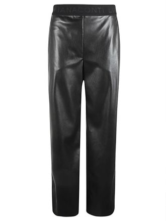 Liviana Conti Womens Faux Leather Trousers - Black - Size EU 46 (Womens)