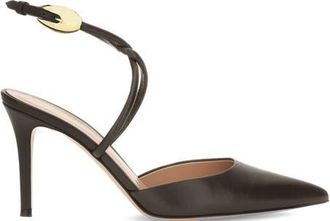 Gianvito Rossi Jungle Mamba Sling Ankle Pump in Brown Lamb Leather at Nordstrom, Size 37.5