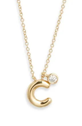 Chelsea28 Goldtone Initial Pendant Necklace in C- Clear- Gold at Nordstrom