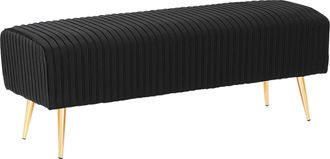 Beliani Banco De Terciopelo Negro Dorado 118 Cm Patas Metal Glamour Paterson