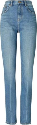 Tory Burch Mid-Rise Slim Straight Jeans - Dames - Regular Fit Jeans - Blauw - W25 - Katoen - Jeans