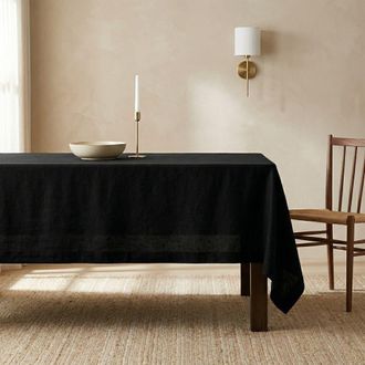 Solino Home Linen Tablecloth for Dining Table, Holiday and Everyday Table Decor - Diana in Black at Nordstrom, Size X-Small