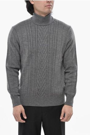 Paolo Pecora Virgin Wool Mock-Neck Sweater With Raised Details size Xl