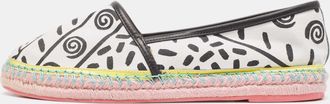 Sophia Webster White/black Canvas And Leather Espadrille Flats