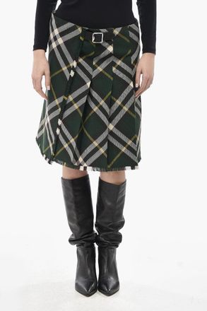 Burberry Gonna a Trapezio in Lana Motivo Tartan Burberry