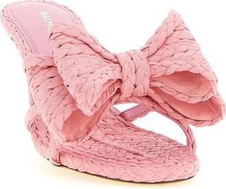 Mach & Mach Womens Raffia Bow Heel Mule Pink