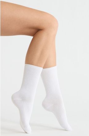 Nordstrom Everyday Rib Crew Socks in White at Nordstrom, Size 9