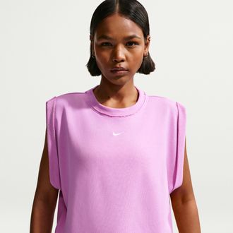 Nike Womens Nike Sportswear Chill Terry Oversized Tank Top in Purple | IF0569-503