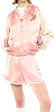 Anna Sui Satin Embroidered Souvenir Jacket in Pastel Pink at Nordstrom, Size Large