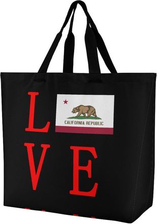 Generic Love California State Flag Reusable Shopping Bags Large Capacity Grocery Bag Heavy Duty Tote for Women 40x40x16cm