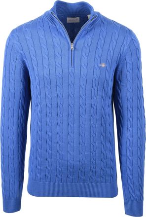 GANT Mens Cotton Cable Half Zip Knitwear Rich Blue - Size Large