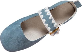 Generic Womens Mary Jane Shoes Comfortable Flat Shoes Solid Color Stylish Classic Lightweight Foldable Casual Wide Fit Ballet Flats Outdoor Daily Blue
