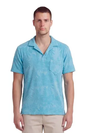 Lords of Harlech Farm Floral Towel Polo Shirt in Teal at Nordstrom, Size Xx-Large