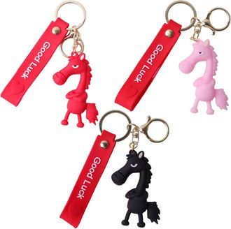 Generic 3pcs Horse Keychain 2026 New Year Animal Keyring Funny Horse Pendant Cute Keyrings For Women Girls Purse Bag Backpack Charm