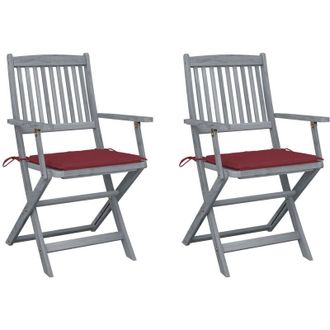 vidaXL Vidaxl - Sillas De Jard&iacute;n Plegables 2 Uds Cojines Madera Maciza Acacia