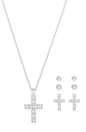Danecraft Cross Pendant & Earrings Set in Silver at Nordstrom Rack