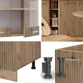 Vicco Cocina Para Solteros R-line, Roble Artesanal/roble Dorado, 160 Cm Sin Encimera