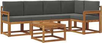 vidaXL Conjunto De Sof&aacute;s De Exterior 6 Uds. Natural Y Antracita Vidaxl