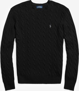 Polo Ralph Lauren Zopfstrick-Rundhalspullover aus Wolle und Kaschmir Pony