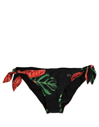 Dolce & Gabbana Floral Print Nylon Bikini Bottom - Black