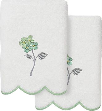 Linum Home Textiles 100% Turkish Cotton Hydea Scallop 2Pc Embellished Hand Towel Set