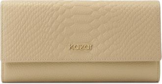 Kazar Langwerpige ruime leren portemonnee - Dames - Portefeuilles - Beige - ONE Size - Leer - Accessoires