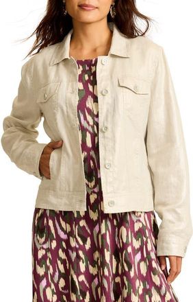 Tommy Bahama Two Palms Shimmer Linen Jacket in Seedpearl at Nordstrom, Size X-Small