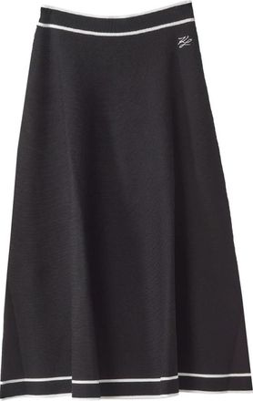 Karl Lagerfeld Elegante Gebreide Rok - Dames - Midirokken - Zwart - M - Nylon - Rokken