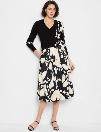 Nic+Zoe Evie Evening Petal Sweater In Black And Off-White