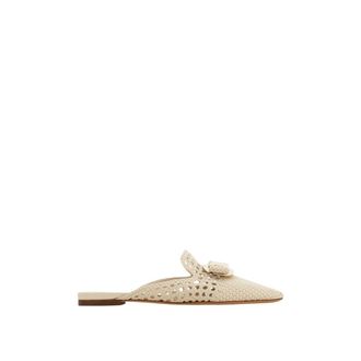 Ferragamo Leren Trenchy Muiltjes - Dames - Slip ons - Beige - 35 1/2 EU - Leer - Schoenen
