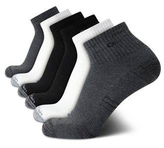 Calvin Klein Mens Socks - Cushioned Above Ankle Athletic Mini-Crew Socks (6 Pack), Black/White/Grey, 5-12 UK