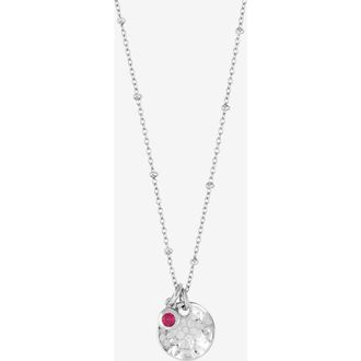 Dower & Hall Hammered Disc & Ruby Array Necklace in Sterling Silver at Nordstrom, Size 18