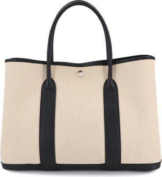 Herm&egrave;s Black Ecru Toile H Handbag Tote Bag (Pre-Owned)