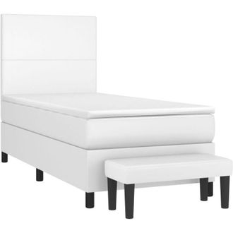 vidaXL Vidaxl - Cama Box Spring Con Colch&oacute;n Cuero Sint&eacute;tico Blanco 90x190 Cm