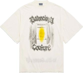 Balenciaga Tops, Dames, Wit, M, Katoen, Salon de Couture Shaped T-Shirt