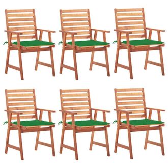 vidaXL Vidaxl - Sillas Comedor De Jard&iacute;n Y Cojines 6 Uds Madera Maciza Acacia
