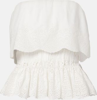 Poss&eacute; Beryl broderie anglaise peplum cotton top