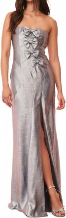 LoveShackFancy Elmina Strapless Metallic Gown In Metallic Baby Blue