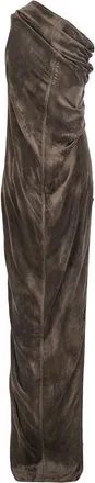 Rick Owens Womens Brown Asymmetric Long Dress With Slit Viscose