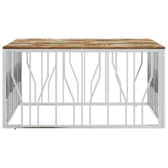 Berkfield Home Modern Coffee Table Silver Stainless Steel & Solid Wood Reclaimed