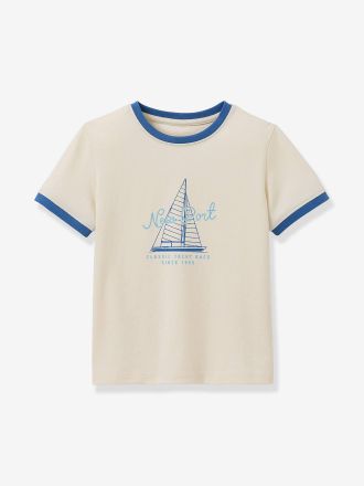 Cyrillus Tee-shirt &agrave; col contrast&eacute; gar&ccedil;on &eacute;cru