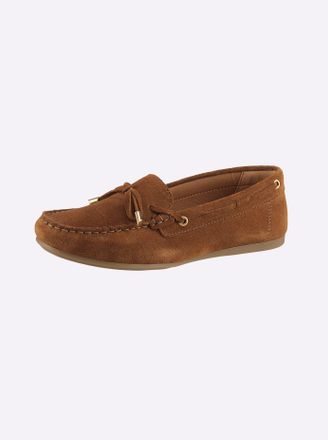 Heine Slipper HEINE, Damen, Gr. 36, cognac, Leder, Rindsleder, Veloursleder, Schuhe Slipper