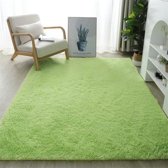 OEM Lifup Alfombra Rectangular 60x120 Cm, Pelo Largo Suave Y Antideslizante En Color Verde Fruta - Ideal Para Sal&oacute;n Y Dormitorio