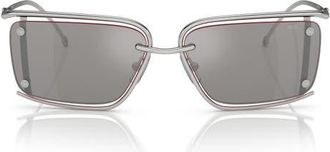 Diesel 57mm Rectangular Sunglasses in Shiny Silver /Mirror Grey at Nordstrom