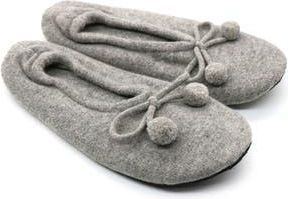 Portolano Cashmere Ballerina Pom Slipper in Grigio/Black at Nordstrom Rack, Size Small