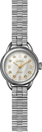 Shinola Runabout Mother-of-Pearl & Diamond Bracelet Watch, 25mm in White/mother Of Pearl at Nordstrom
