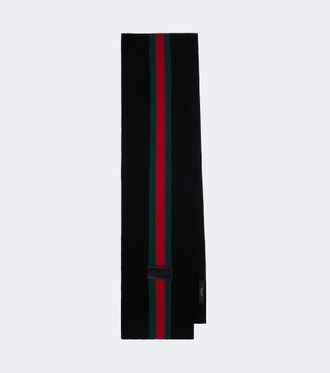 Gucci Sciarpa Web Stripe in lana
